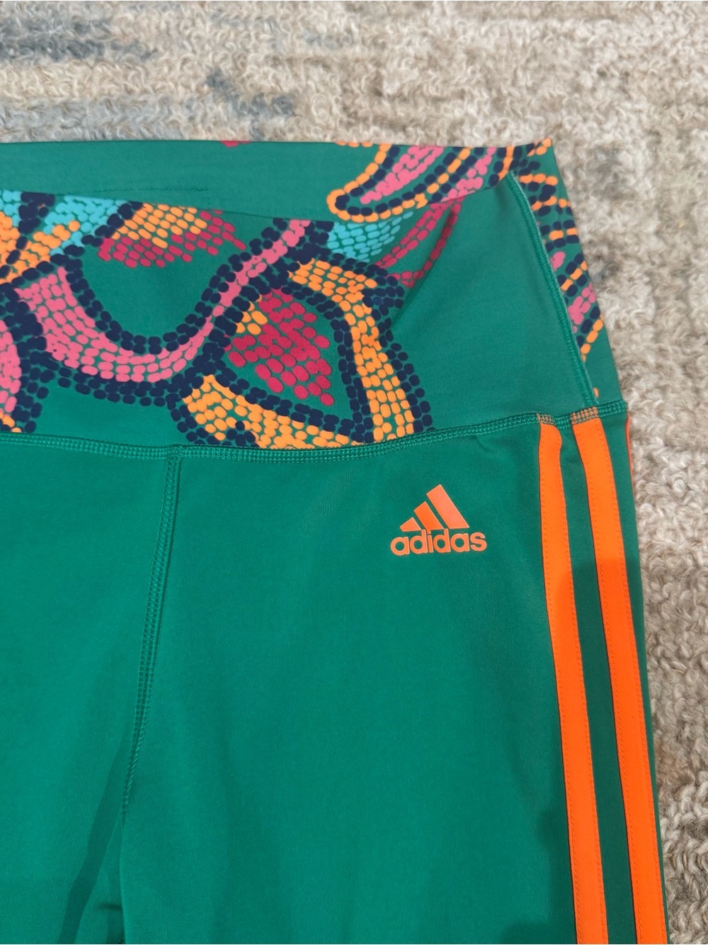 Adidas x FARM Rio AEROREADY 7/8 Leggings Green Orange - Picture 5 of 8
